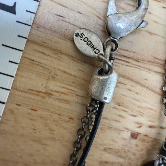 Chicos Double-Strand Red Pendant Necklace With Black & Silver Accents - Picture 6 of 9